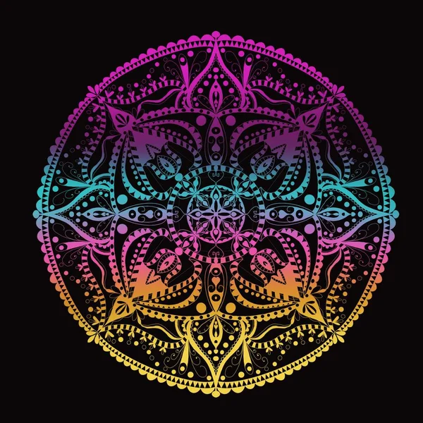 Mandala Kruhový Vzor Ozdobné Černém Pozadí Mandala Pro Hennu Tetování — Stock fotografie