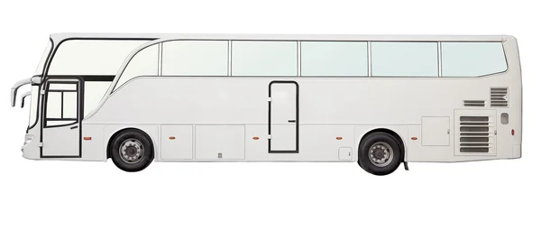 Isoleret hvid farve bus, sidevisning - Stock-foto