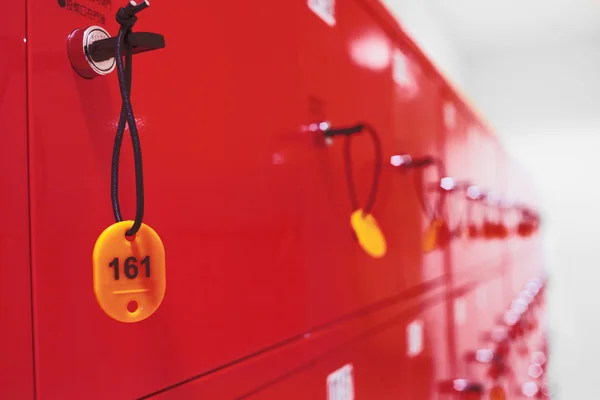 Deposit locker boxes in red color — Stock Photo, Image