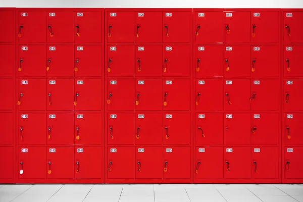 Deposit locker boxes in red color Royalty Free Stock Photos
