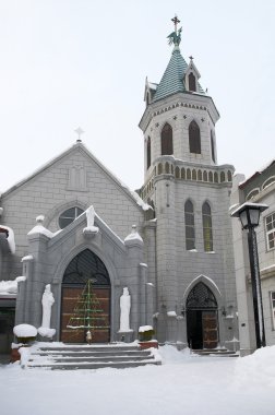 motomachi Roma Katolik Kilisesi içinde kar yağışı hava, hakodate, j