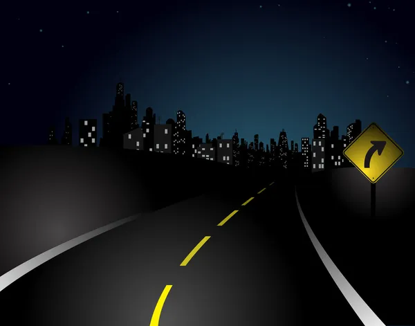 Jalan kota di malam hari - Stok Vektor