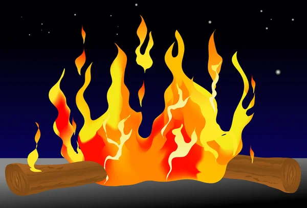 Fire and Logs Royalty Free Stock Illustrations