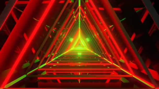 Túnel Triangular Sci Abstrato Com Luzes Néon Rosa Azul Futurista — Vídeo de Stock