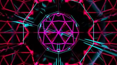 Fütürist metal bir koridorda 4K Soyut Uçuşlar. Hiperuzay tünelinin 3 boyutlu animasyonu. Çılgın Trippy Psychedelic VJ döngüsü