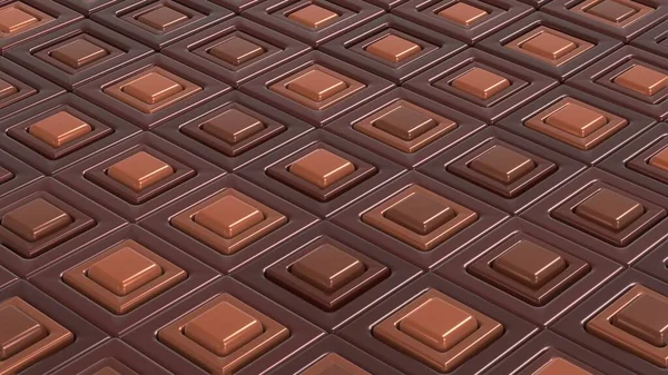 Render Dark Plastic Chocolate Brown Cubic Surface Wave Motion Abstract — Stock Photo, Image