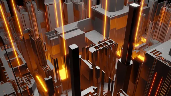 Render Abstract Neon Mega Cidade Cyberpunk Conceito Para Vida Noturna Imagem De Stock