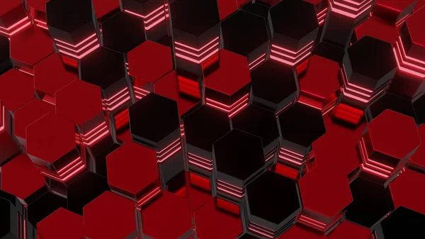 Abstrakt Futuristiska Yta Hexagon Mönster Med Ljusstrålar Modern Tapet Digital — Stockfoto