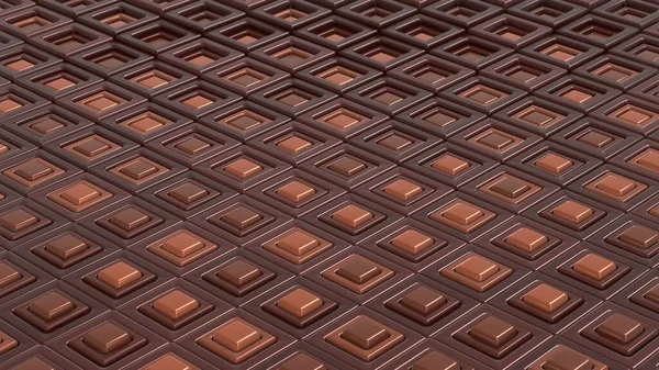 Boyutlu Görüntüleme Koyu Kahverengi Çikolata Kübik Yüzeyi Dalga Hareketinde Yukarı — Stok fotoğraf