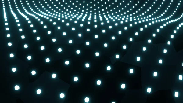 Фон Хвилями Синіх Кубів Абстрактний Технологічний Дизайн Фантастичне Море Неонових — стокове фото