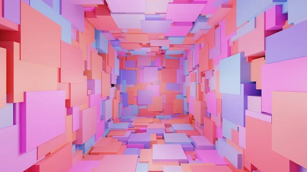 Renderização Fundo Moda Abstrata Cubos Multicoloridos Decorações Palco Desempenho — Fotografia de Stock