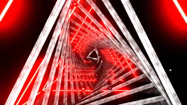 Looped Animatie Naadloze Abstracte Rode Gloeiende Neon Lampen Futuristisch Abstract — Stockvideo