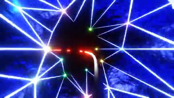 Looped Animatie Naadloze Abstracte Gloeiende Neon Lampen Futuristisch Abstract Technologie — Stockvideo