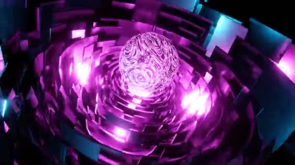 4KルーピングSci Fi環境 概要アニメーションループ トンネルテクスチャ未来的なデジタルデータ転送 未来論的アブストラクト技術背景とサイバー空間におけるキラキラ粒子の動き — ストック動画