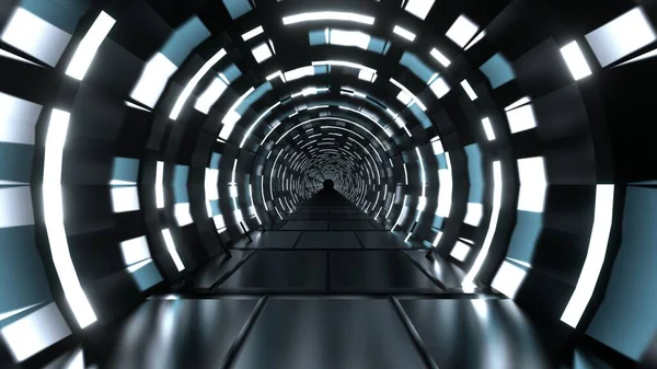 Resa Astratto Sfondo Geometrico Futuristico Con Linee Bagliore Tunnel Lungo — Foto Stock