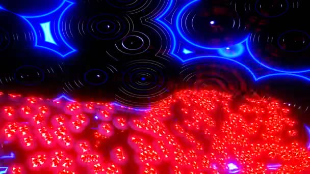 Döngüsü Boyutlu Animasyon Soyut Neon Çizgileri Uzayda Hareket Eder Müzik — Stok video