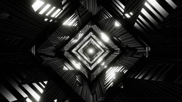 Render Abstrakt Inre Sci Rymdskepp Korridor Med Grå Neon Glödande — Stockfoto