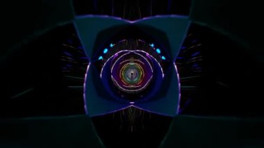 4K 3D animasyon. Soyut fütüristik geometrik şekiller arka plan. Güzel, rahatlatıcı, stil düşkünü, psikedelik VJ döngüsü. Modern arkaplan, kaleyidoskopik