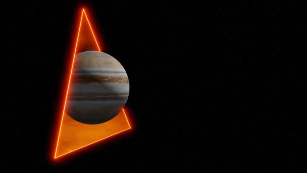 Animatie Beweging Van Planeet Jupiter Door Het Portaal Tegen Achtergrond — Stockvideo