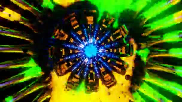 Döngüsü Boyutlu Animasyon Soyut Neon Çizgileri Uzayda Hareket Eder Müzik — Stok video