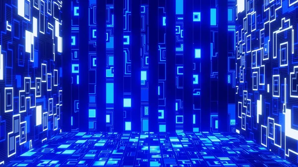 Üç boyutlu çizim. Soyut teknoloji büyük veri arkaplanı kavramı. Dijital veri akışının hareketi. Büyük veriler aktarılıyor. Veri setlerinin aktarımı ve depolanması, blok zinciri, sunucu, yüksek hızlı İnternet