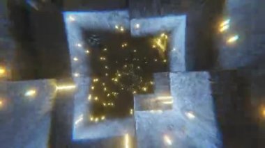 4K 3D animasyon. Stil Soyut Animasyon. Çılgın Trippy Psychedelic VJ döngüsü. Renkli bir animasyon. Soyut iç bilim kurgu uzay gemisi koridorları, sanal gerçeklik uzayı