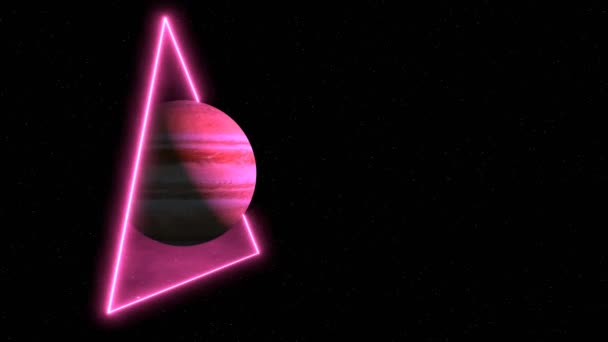 Animație Mișcarea Planetei Jupiter Prin Portal Fundalul Cerului Înstelat Portalul — Videoclip de stoc
