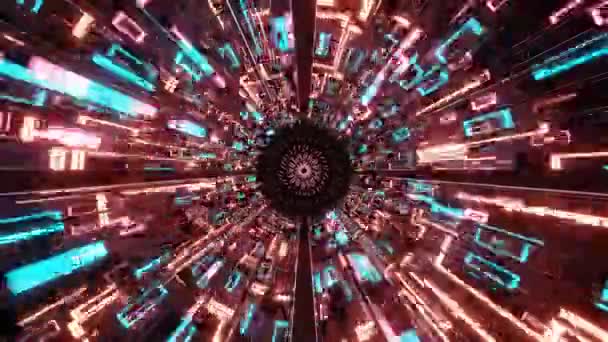Анимация Абстрактный Футуристический Геометрический Фон Линиями Светящимися Светящиеся Линии Обрамляют — стоковое видео