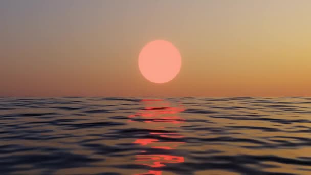 Animace Krásný Západ Slunce Nebo Východ Slunce Oceánu Světelný Paprsek — Stock video