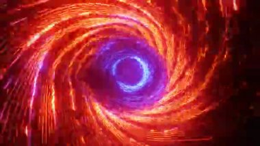 4k 3D animasyon. Soyut bilim kurgu tünel döngüsü içinde uçuş. Geleceksel hareket grafikleri, yüksek teknoloji geçmişi. Zaman geçidi, ışık hızı hiperuzay kavramı. Parlayan teknoloji dokusu. Siber Punk