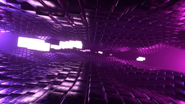 3Dレンダリング 抽象的なSfトンネルでの飛行 未来的なモーショングラフィックス ハイテクの背景 タイムワープポータル 光速ハイパースペースの概念 ハイテクテクスチャを成長させる サイバーパンク — ストック写真
