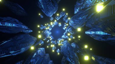 Üç boyutlu görüntüleme. Soyut teknoloji büyük veri arkaplanı kavramı. Dijital veri akışının hareketi. Büyük veriler aktarılıyor. Veri setlerinin aktarımı ve depolanması, blok zinciri, sunucu, yüksek hızlı İnternet