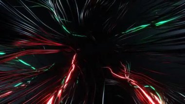 4k 3D animasyon. Soyut bilim kurgu tünel döngüsü içinde uçuş. Geleceksel hareket grafikleri, yüksek teknoloji geçmişi. Zaman geçidi, ışık hızı hiperuzay kavramı. Parlayan teknoloji dokusu. Siber Punk