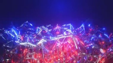 4k 3D animasyon. Soyut bilim kurgu tünel döngüsü içinde uçuş. Geleceksel hareket grafikleri, yüksek teknoloji geçmişi. Zaman geçidi, ışık hızı hiperuzay kavramı. Parlayan teknoloji dokusu. Siber Punk