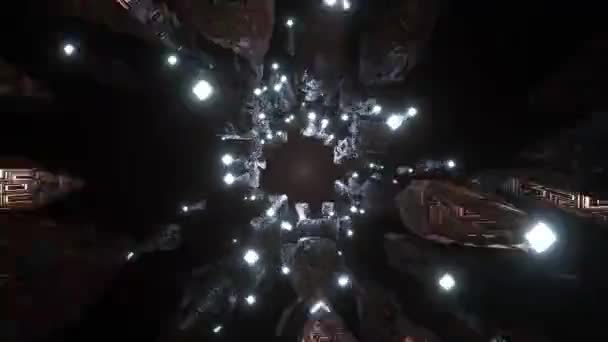 Animaatio Lento Abstraktissa Scifi Tunnelissa Saumaton Silmukka Futuristinen Liikegrafiikka Korkean — kuvapankkivideo