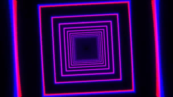 Animation Bewegungsgrafik Kamerafliegen Kunstraum Oder Tunnel Mit Neonlicht Modernes Bewegungsdesign — Stockvideo