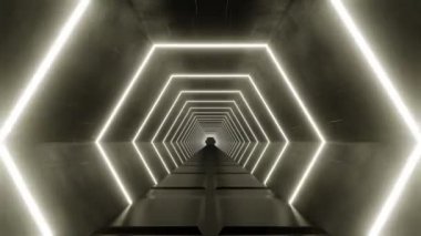 4k 3D animasyon. Soyut bilim kurgu tünel döngüsü içinde uçuş. Geleceksel hareket grafikleri, yüksek teknoloji geçmişi
