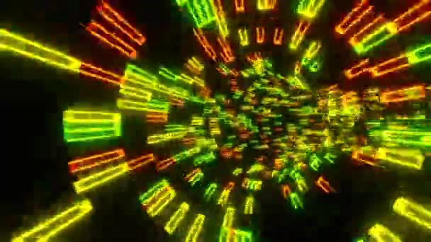 Animation 3D 4k. Vol dans un tunnel abstrait de science-fiction boucle transparente. Graphiques de mouvement futuriste, arrière-plan high tech — Video