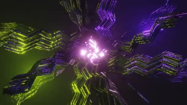 4k 3D animace. Flight in abstract sci-fi tunnel seamless loop. Futuristická pohybová grafika, high-tech zázemí — Stock video