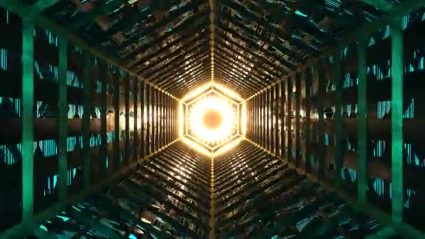 Vlucht in abstracte sci-fi tunnel naadloze lus. Futuristische bewegende graphics, hightech achtergrond — Stockvideo