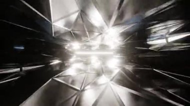4k 3D animasyon. Soyut bilim kurgu tünel döngüsü içinde uçuş. Geleceksel hareket grafikleri, yüksek teknoloji geçmişi. Zaman geçidi, ışık hızı hiperuzay kavramı. Parlayan teknoloji dokusu. Siber Punk