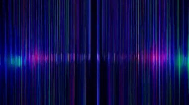 4K 3D animasyon. Hareket grafiği, kamera sanat alanında veya neon ışıklı tünelde uçar. Modern hareket tasarımı vj döngüsü, parlayan dikdörtgenler, küreler, çizgiler ve kablolar arasında uçuyor.