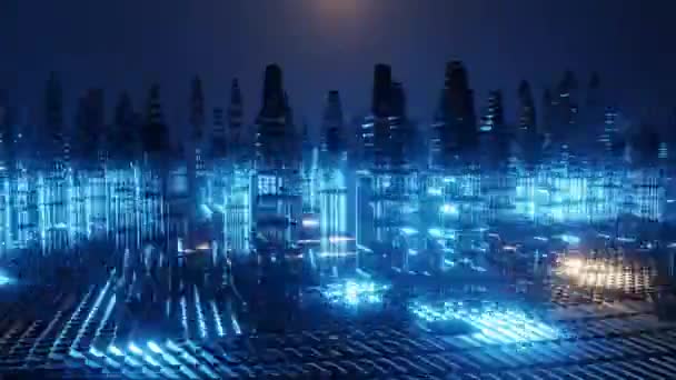 Animation Motion Graphic Hologram Modern City Futuristic Technology Digital Urban — Vídeo de Stock