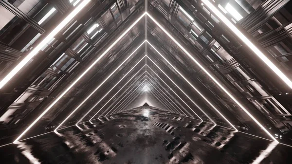 Рендеринг Політ Абстрактному Науково Фантастичному Тунелі Футуристична Графіка Руху Високотехнологічний — стокове фото