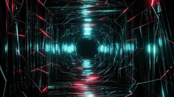 Rendering Flucht Abstrakten Science Fiction Tunnel Futuristische Bewegungsgrafik High Tech — Stockfoto