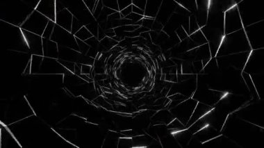 4k 3D animasyon. Soyut bilim kurgu tünel döngüsü içinde uçuş. Geleceksel hareket grafikleri, yüksek teknoloji geçmişi. Zaman geçidi, ışık hızı hiperuzay kavramı. Parlayan teknoloji dokusu. Siber Punk
