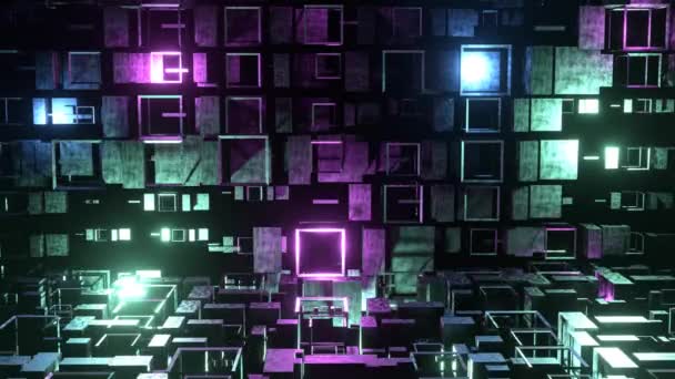 3Dアニメーション サイバー空間の抽象化 未来技術デジタル抽象化 技術と接続の動きの背景 シンプルな明るい背景 Sf構造 — ストック動画