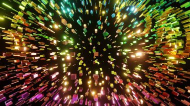 3D görüntüleme. Geometrik şekilli soyut arkaplan, modern grafik tasarımı. Dijital füzyon