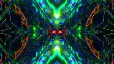 4K 3D Animasyon Futuristik Kaleydoskop desenleri. VJ Döngü Psikedelik Hareketi. Soyut Kaleydoskop Geçmişi. Hareket Grafikleri Deseni. 4K Fraktal Animasyon Görüntüsü