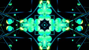 3d Renklendirme Soyut renkli fütüristik arkaplan parlak neon rengi. Dijital gelecek, fantezi. Geometrik tasarım, Mozaik kaleydoskop, geometrik desen. Işık efektleri. Simetri ve yansıma